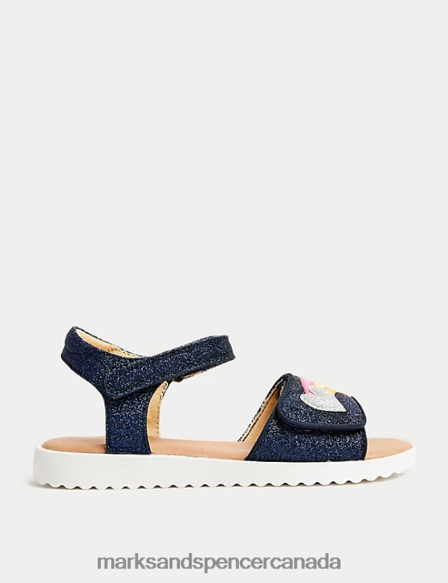 Marks and Spencer near me - Footwear 20VTD9531 Navy Kids Marks & Spencer Riptape Glitter Sandals