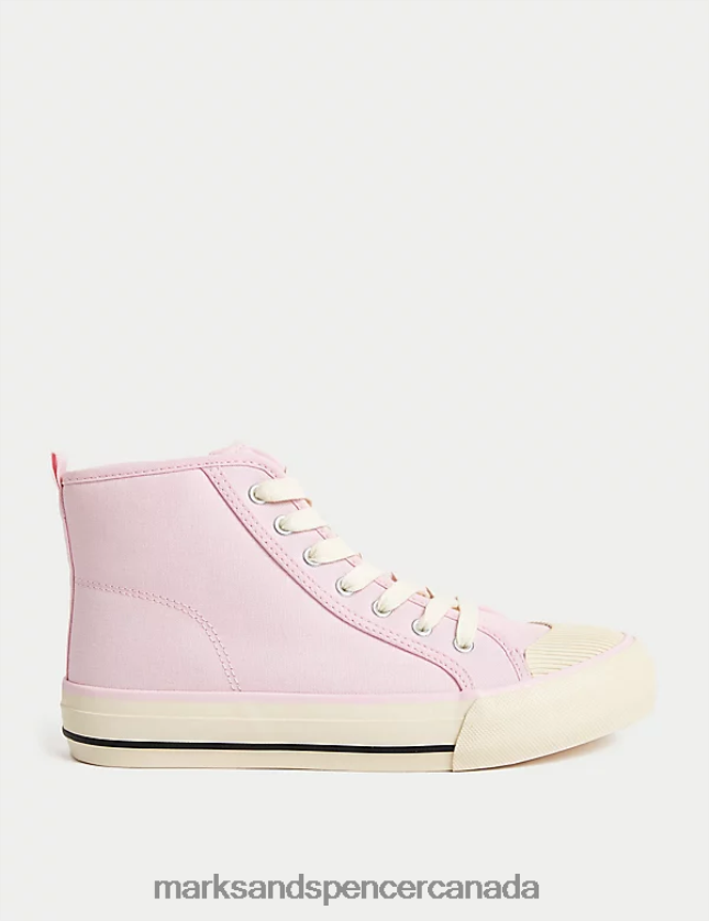 Footwear 20VTD9555 Pink Kids Marks & Spencer Canvas Freshfeet High Tops - Marks and Spencer online