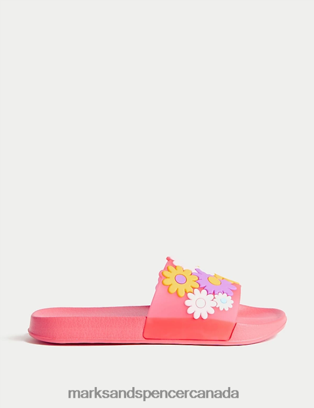 Footwear 20VTD9638 Coral Kids Marks & Spencer Floral Sliders - Marks and Spencer outlet