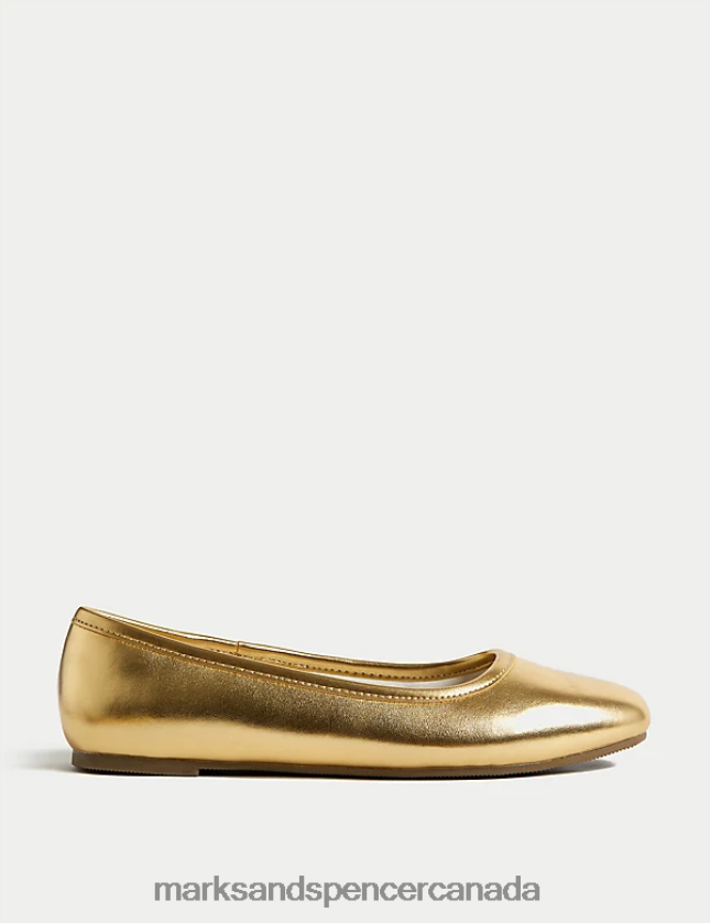 Footwear 20VTD9656 Gold Kids Marks & Spencer Metallic Ballet Pumps - Marks and Spencer online