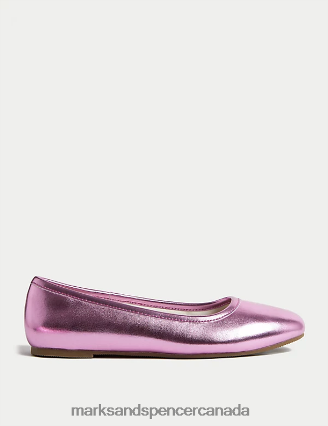 Footwear 20VTD9657 Pink Kids Marks & Spencer Metallic Ballet Pumps - Marks and Spencer Canada locations