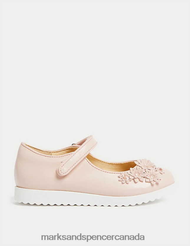 Marks and Spencer near me - Footwear 20VTD9672 Pink Kids Marks & Spencer Floral Riptape Mary Jane Shoes