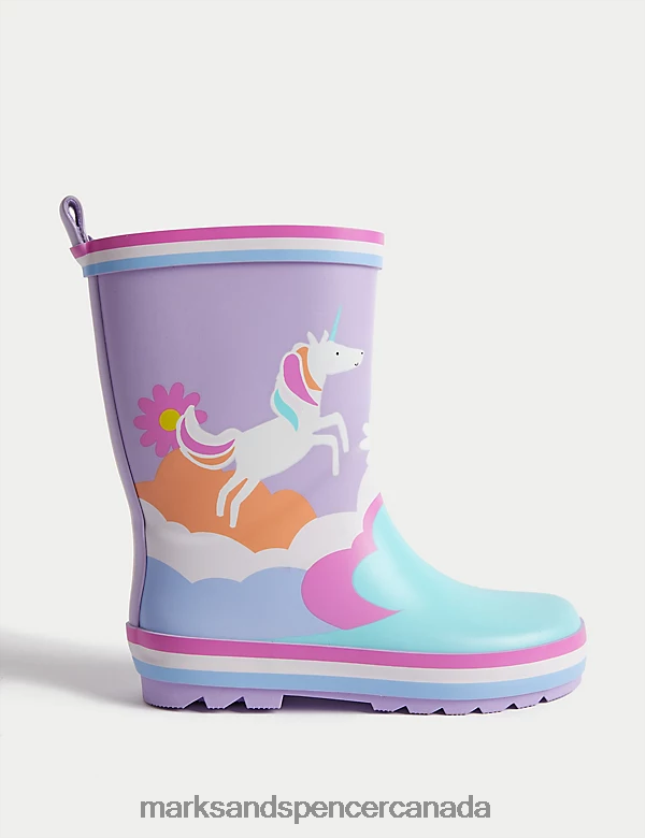 Footwear 20VTD9681 Lilac Kids Marks & Spencer Freshfeet Unicorn Wellies - Marks and Spencer online