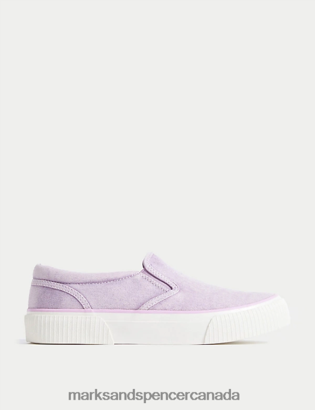 Footwear 20VTD9728 Lilac Kids Marks & Spencer Canvas Slip-on Pumps - Marks and Spencer outlet