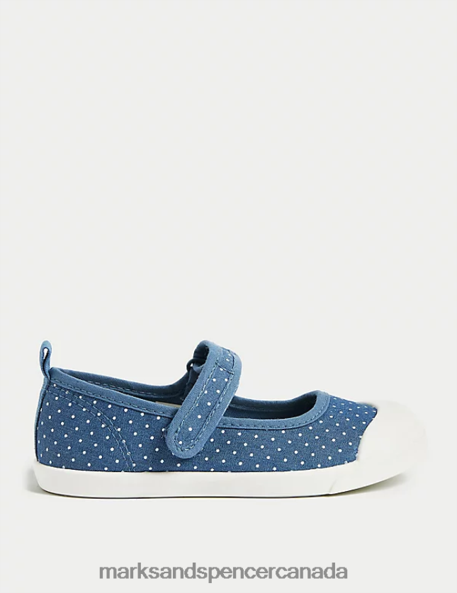 Marks and Spencer near me - Footwear 20VTD9803 Denim Kids Marks & Spencer Riptape Spot Mary Jane Shoes