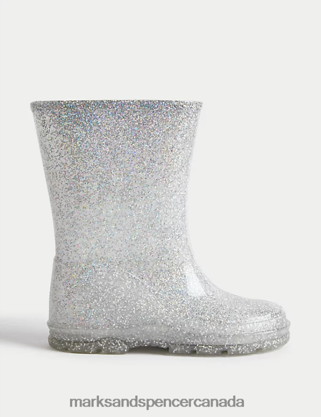 Footwear 20VTD9856 Silver Mix Kids Marks & Spencer Freshfeet Glitter Wellies - Marks and Spencer outlet