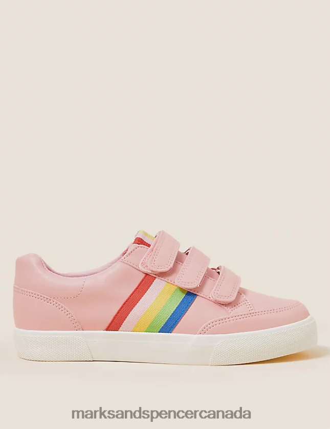 Footwear 20VTD9883 Pink Kids Marks & Spencer Rainbow Freshfeet Riptape Trainers - Marks and Spencer online