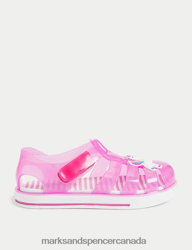 Footwear 20VTD9884 Pink Kids Marks & Spencer Unicorn Riptape Jelly Sandals - Marks and Spencer Canada locations