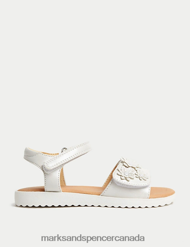 Marks and Spencer sale - Footwear 20VTD9962 White Kids Marks & Spencer Riptape Floral Sandals