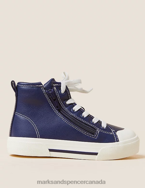 Marks and Spencer sale - Kids Navy Footwear Marks & Spencer Freshfeet Zip High Tops 20VTD8012