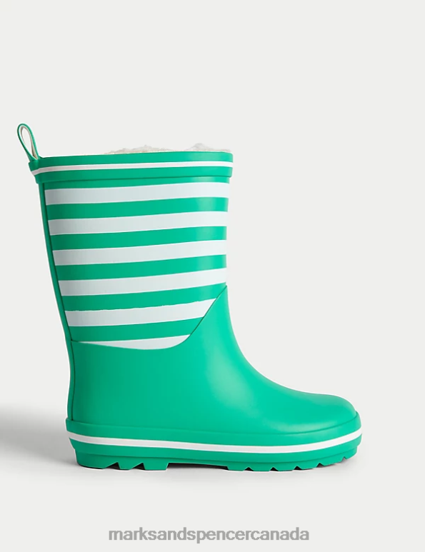 Kids Spearmint Footwear Marks & Spencer Freshfeet Striped Wellies 20VTD8625 - Marks and Spencer outlet