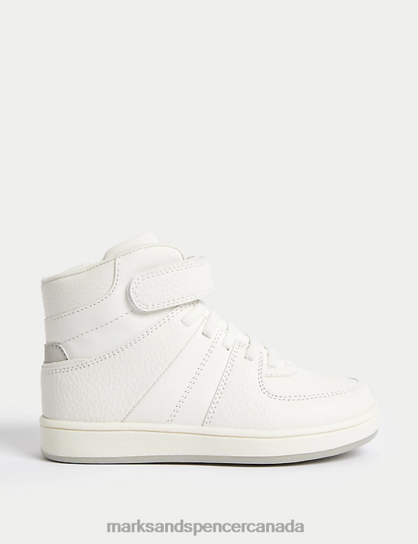 Kids White Footwear Marks & Spencer Freshfeet Riptape High Top Trainers 20VTD8047 - Marks and Spencer Canada locations