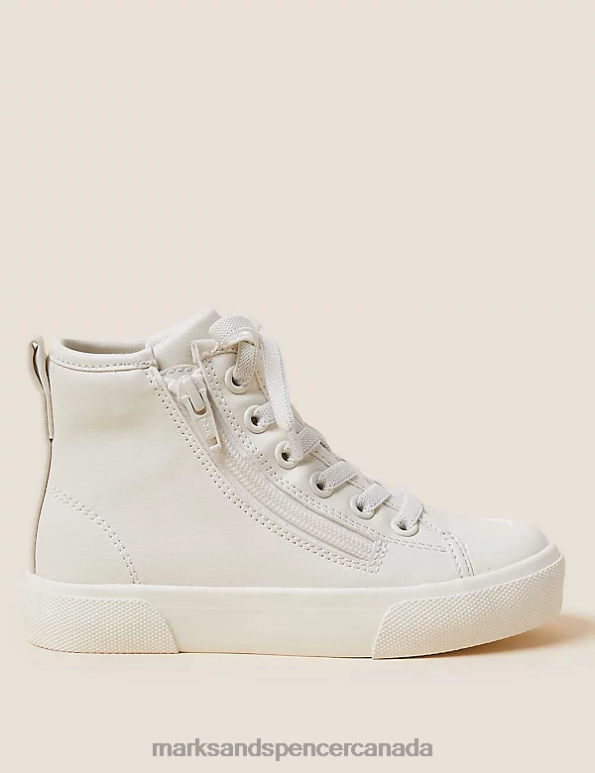 Marks and Spencer sale - Kids White Footwear Marks & Spencer Freshfeet Zip High Tops 20VTD8467