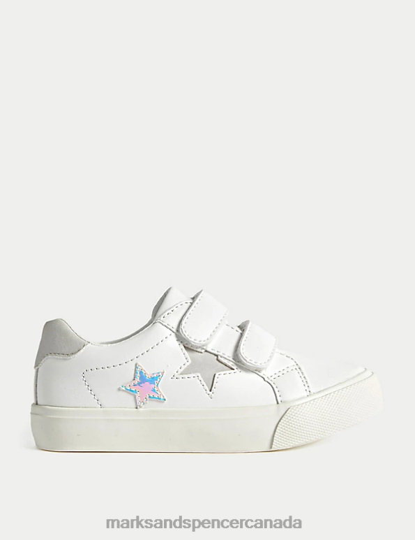 Kids White Mix Footwear Marks & Spencer FreshFeet Star Riptape Trainers 20VTD8016 - Marks and Spencer online