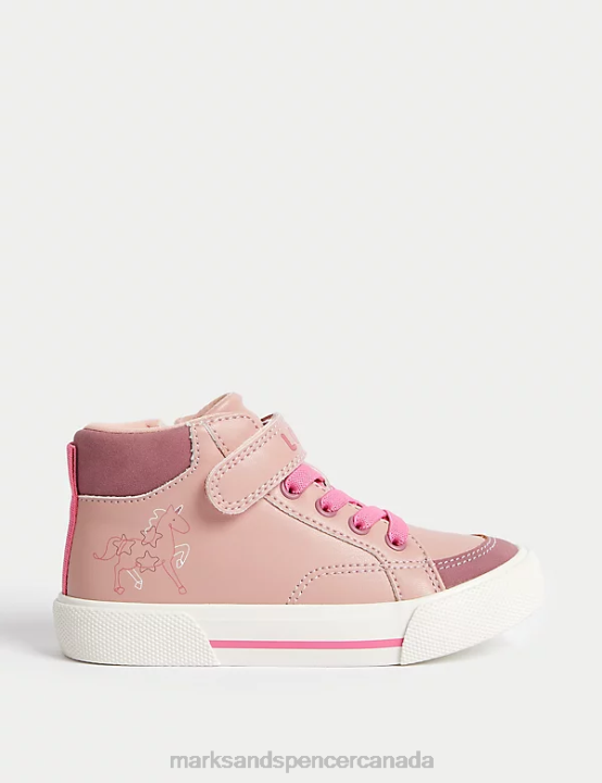 Marks & Spencer Kids Freshfeet Unicorn High Top Trainers Footwear Pink 20VTD9074 - Marks and Spencer online