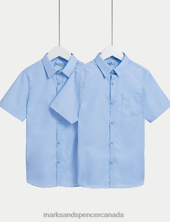 Kids Blue School Uniform Marks & Spencer 2pk Non-Iron School Shirts 20VTD7976 - Marks and Spencer online