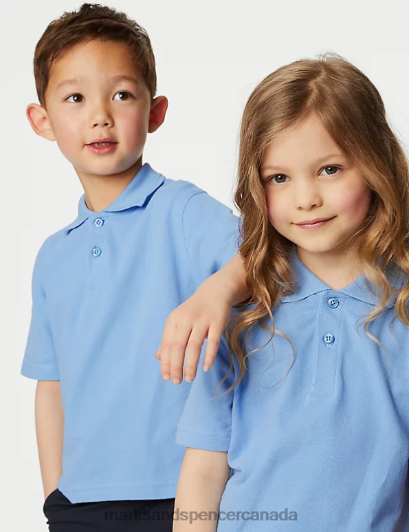 Marks and Spencer sale - Kids Blue School Uniform Marks & Spencer 3pk Pure Cotton School Polo Shirts 20VTD317