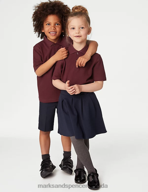 Marks and Spencer sale - Kids Burgundy School Uniform Marks & Spencer Pure Cotton School Polo Shirt 20VTD8036