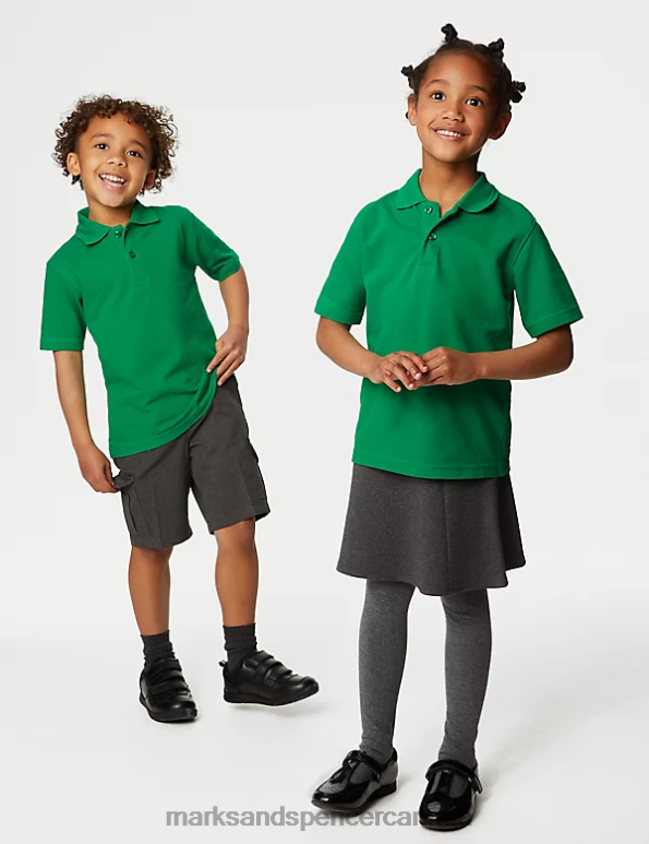 Kids Emerald School Uniform Marks & Spencer Pure Cotton Polo Shirt 20VTD8476 - Marks and Spencer Canada locations