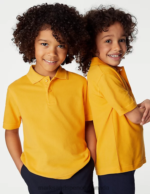 Kids Gold School Uniform Marks & Spencer Pure Cotton School Polo Shirt 20VTD8037 - Marks and Spencer online