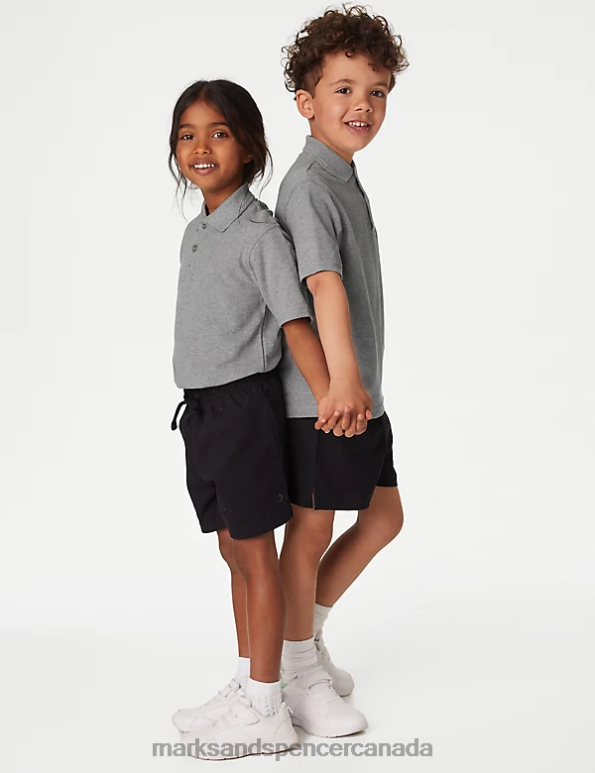 Kids Grey School Uniform Marks & Spencer 3pk Pure Cotton School Polo Shirts 20VTD318 - Marks and Spencer online