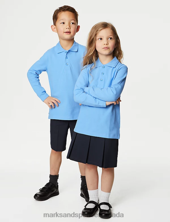 Marks and Spencer Canada - Kids Pale Blue School Uniform Marks & Spencer Long Sleeve Polo Shirt 20VTD8292