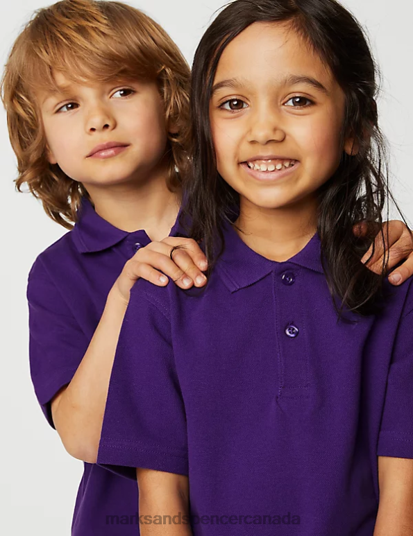 Marks and Spencer Canada - Kids Purple School Uniform Marks & Spencer Pure Cotton School Polo Shirt 20VTD8034