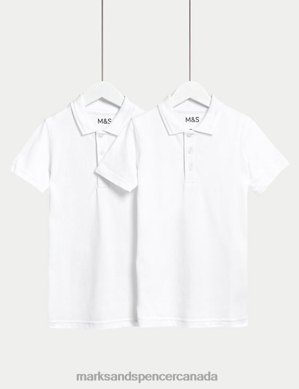 Marks and Spencer near me - Kids White School Uniform Marks & Spencer 2pk Easy Dressing School Polo Shirts 20VTD7851