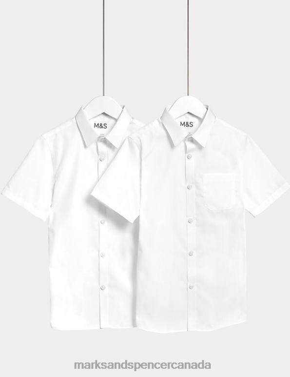 Kids White School Uniform Marks & Spencer 2pk Non-Iron School Shirts 20VTD8264 - Marks and Spencer online