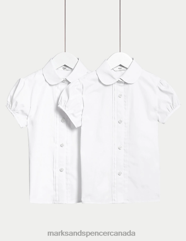 Kids White School Uniform Marks & Spencer 2pk Pintuck Easy Iron School Shirts 20VTD8880 - Marks and Spencer Canada locations