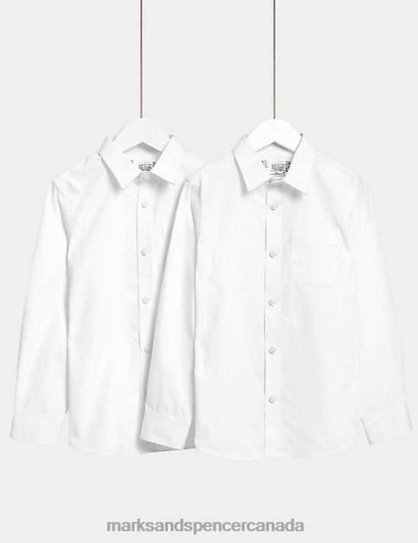 Kids White School Uniform Marks & Spencer 2pk Regular Fit Skin Kind School Shirts 20VTD7917 - Marks and Spencer Canada locations