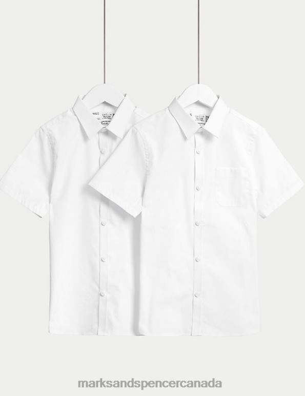 Kids White School Uniform Marks & Spencer 2pk Slim Fit Skin Kind School Shirts 20VTD8429 - Marks and Spencer outlet