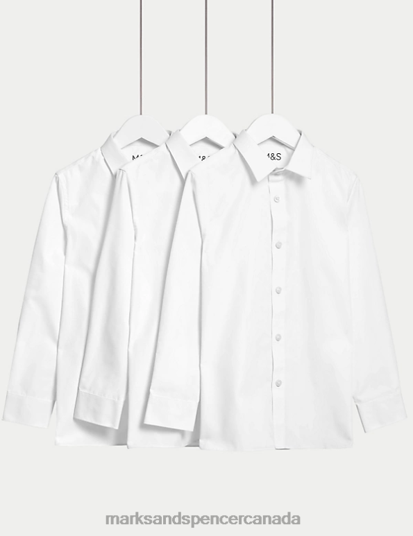 Marks and Spencer near me - Kids White School Uniform Marks & Spencer 3pk Easy Dressing Easy Iron School Shirts 20VTD7942