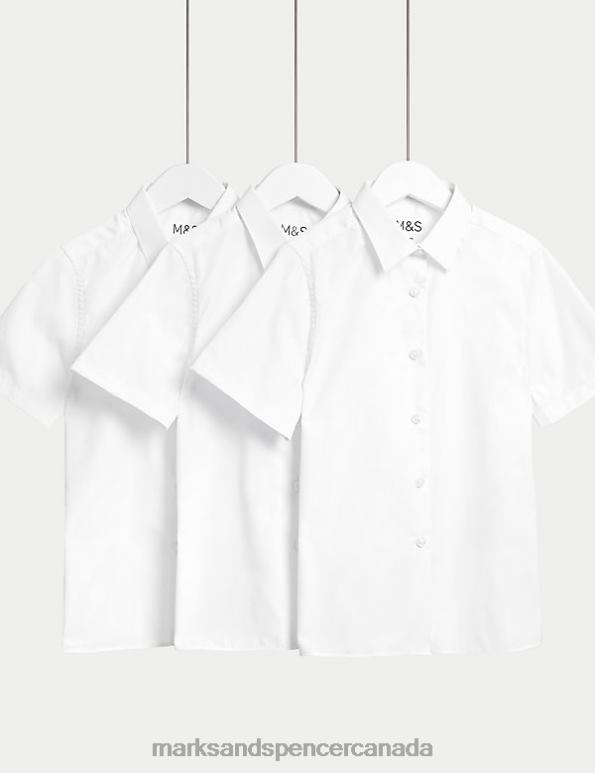 Marks and Spencer Canada - Kids White School Uniform Marks & Spencer 3pk Easy Iron School Shirts 20VTD8902