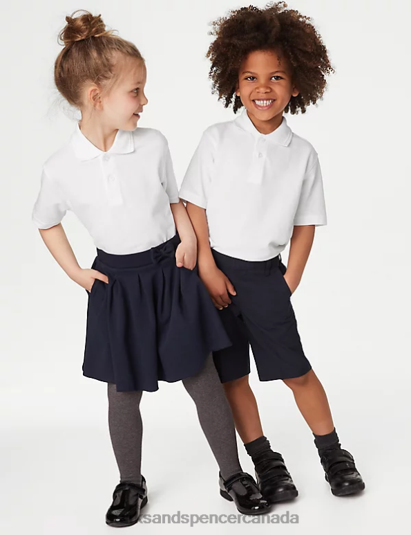 Marks and Spencer sale - Kids White School Uniform Marks & Spencer 5pk Pure Cotton School Polo Shirts 20VTD8220