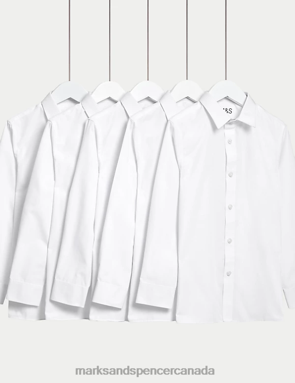 Marks and Spencer sale - Kids White School Uniform Marks & Spencer 5pk Regular Fit Easy to Iron School Shirts 20VTD7973