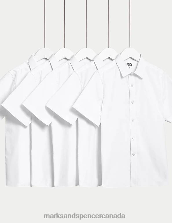 Marks and Spencer near me - Kids White School Uniform Marks & Spencer 5pk Regular Fit Easy to Iron School Shirts 20VTD8438