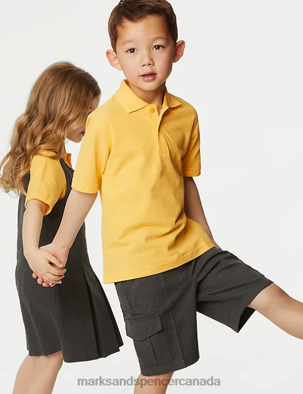 Marks and Spencer near me - Kids Yellow School Uniform Marks & Spencer 3pk Pure Cotton School Polo Shirts 20VTD316