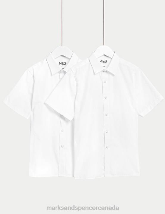 Marks & Spencer Kids 2pk Non-Iron School Shirts School Uniform White 20VTD9072 - Marks and Spencer online