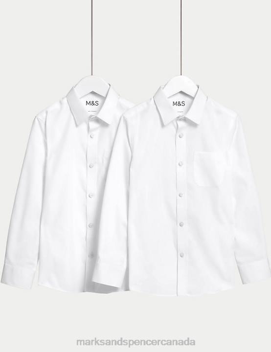 Marks & Spencer Kids 2pk Non-Iron School Shirts School Uniform White 20VTD9157 - Marks and Spencer online