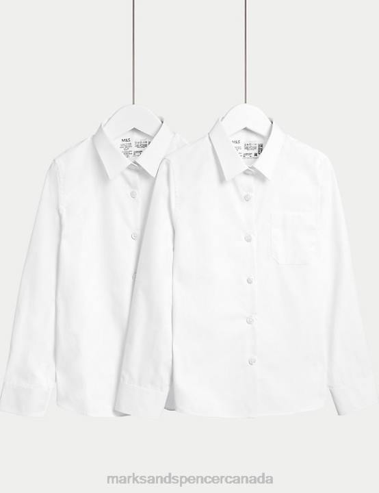 Marks and Spencer sale - Marks & Spencer Kids 2pk Regular Fit Skin Kind School Shirts School Uniform White 20VTD9151