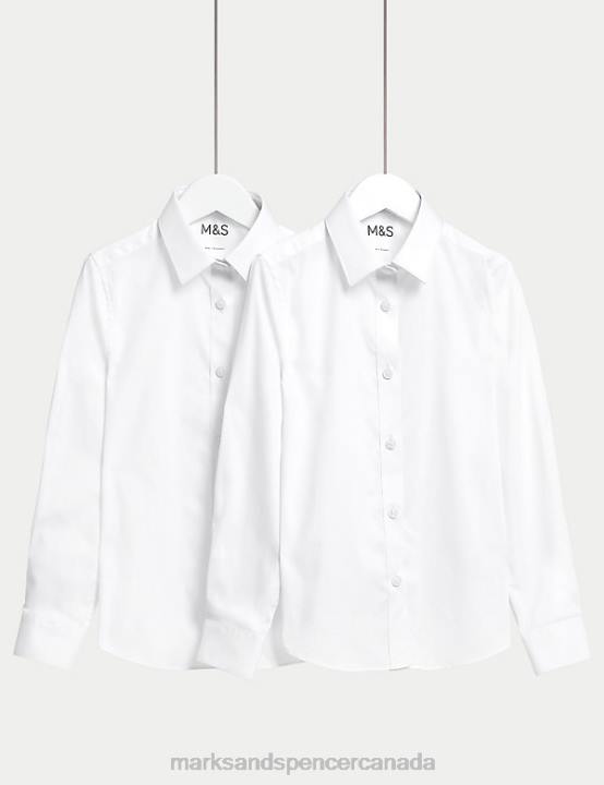 Marks and Spencer near me - Marks & Spencer Kids 2pk Skinny Fit School Shirts School Uniform White 20VTD9135