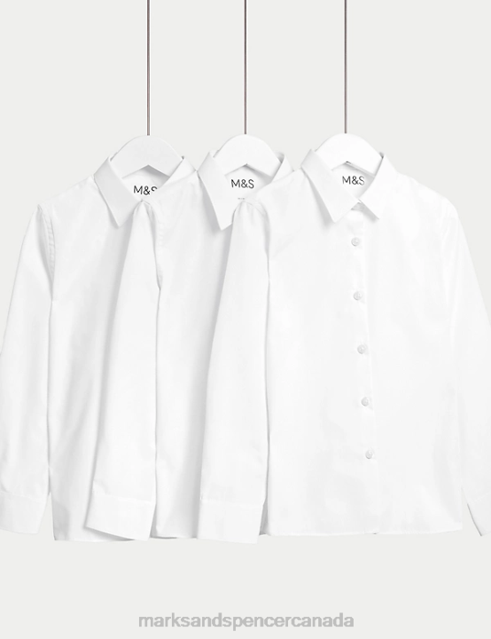 Marks & Spencer Kids 3pk Easy Iron School Shirts School Uniform White 20VTD9092 - Marks and Spencer Canada locations