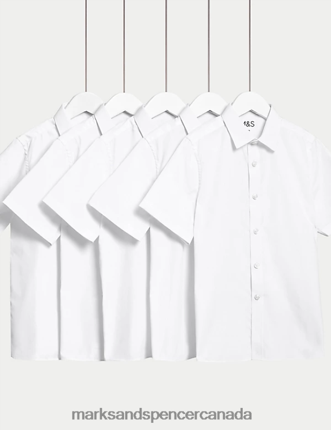 Marks and Spencer near me - School Uniform 20VTD9351 White Kids Marks & Spencer 5pk Regular Fit Easy to Iron School Shirts