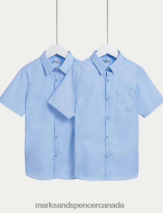 Marks and Spencer sale - School Uniform 20VTD9357 Blue Kids Marks & Spencer 2pk Non-Iron School Shirts