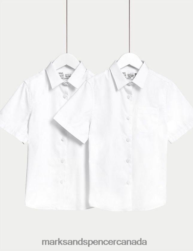 School Uniform 20VTD9366 White Kids Marks & Spencer 2pk Slim Fit Skin Kind School Shirts - Marks and Spencer online