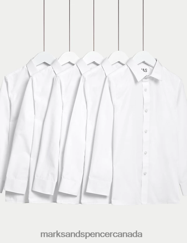 Marks and Spencer near me - School Uniform 20VTD9436 White Kids Marks & Spencer 5pk Regular Fit Easy to Iron Shirts