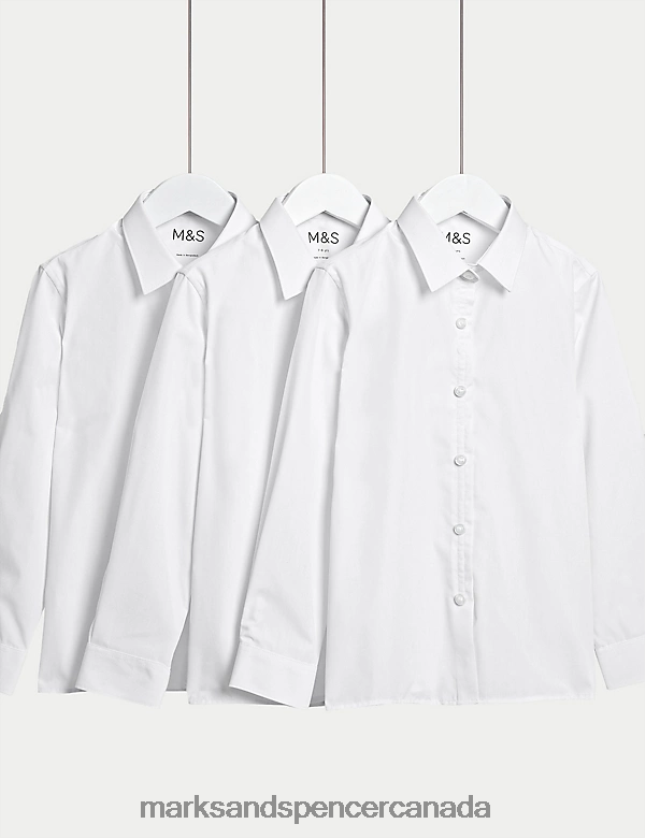 Marks and Spencer sale - School Uniform 20VTD9459 White Kids Marks & Spencer 3pk Easy Dressing Easy Iron School Shirts