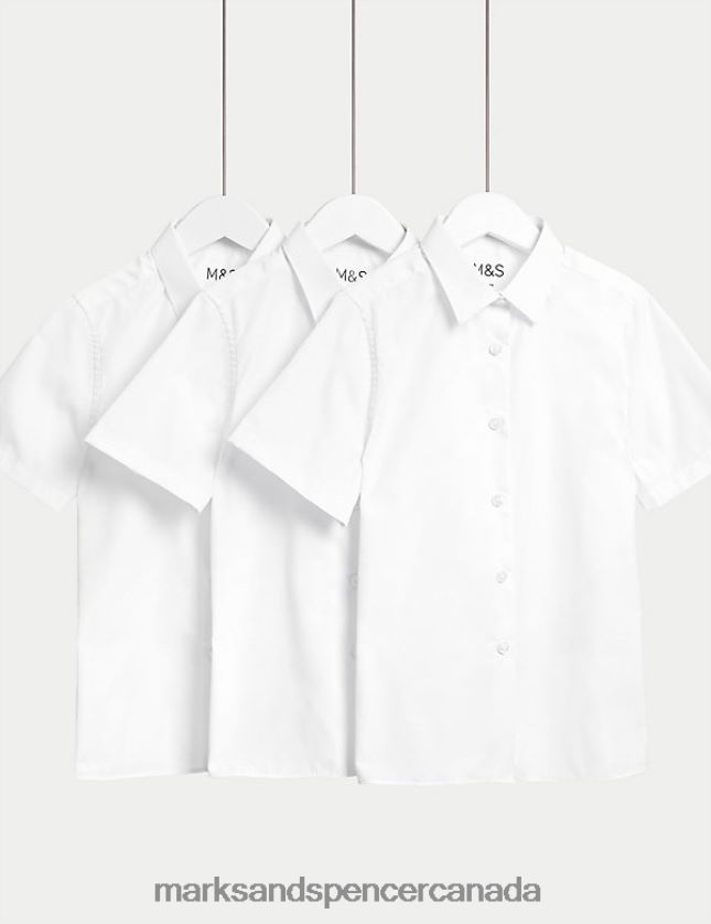 School Uniform 20VTD9466 White Kids Marks & Spencer 3pk Slim Fit Easy Iron School Shirts - Marks and Spencer online