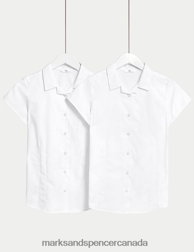 Marks and Spencer Canada - School Uniform 20VTD9544 White Kids Marks & Spencer 2pk Easy Iron Revere School Shirts